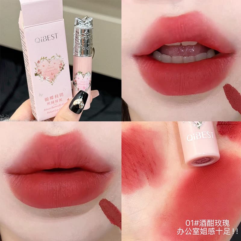 QIBEST Batom Matte Velvet Lip Mud