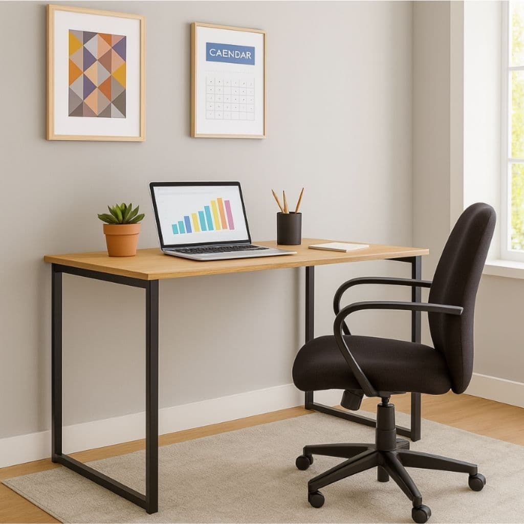 Escrivaninha Mesa de Escritório Estudo Industrial Home Office Madeira Mdf Pés de Ferro