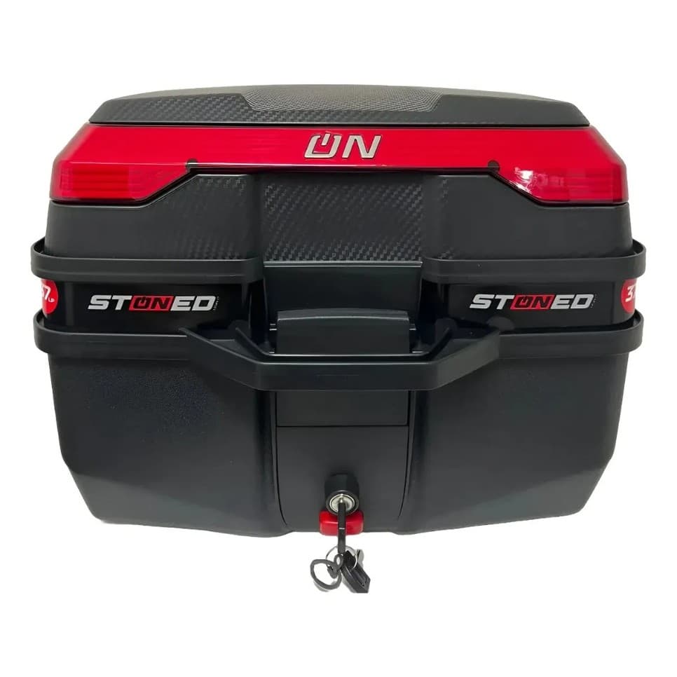 Baú Bauleto Para Moto Stoned Tracker 37 Litros Com Base Universal Preto