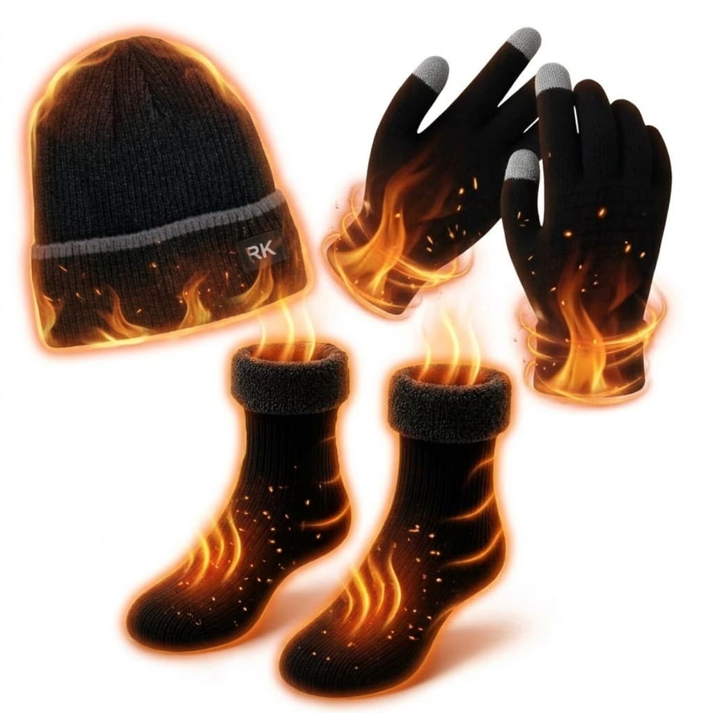Kit Touca Gorro Luvas Touch Screen E Meia Térmica Para Frio Unissex Inverno