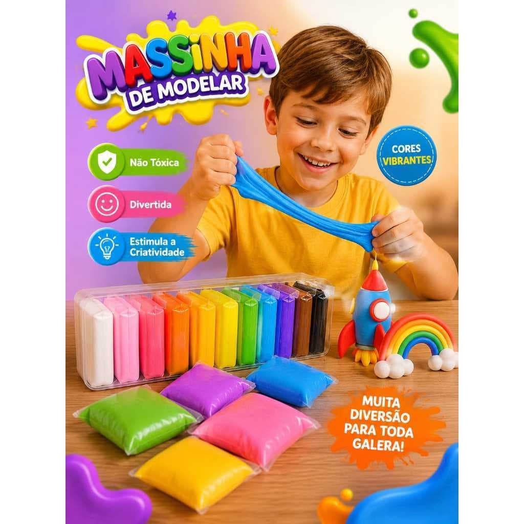 Kit 12 a 36 Massinha Argila EVA Pula Pula Infantil Atóxicas Não Gruda
