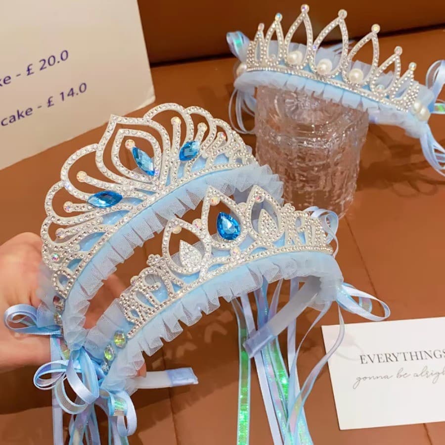 Tiara Infantil Com Coroa De Strass Para Meninas – Faixa De Cabelo De Princesa Fita , Antiderrapante Bebê E Uso Diário