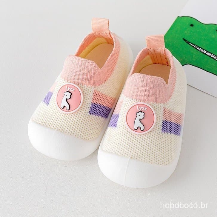 Sapatos de Bebê com Sola de Borracha Antiderrapante, Meias de Cama para Crianças, Sapatos de Malha para Meninos e Menina
