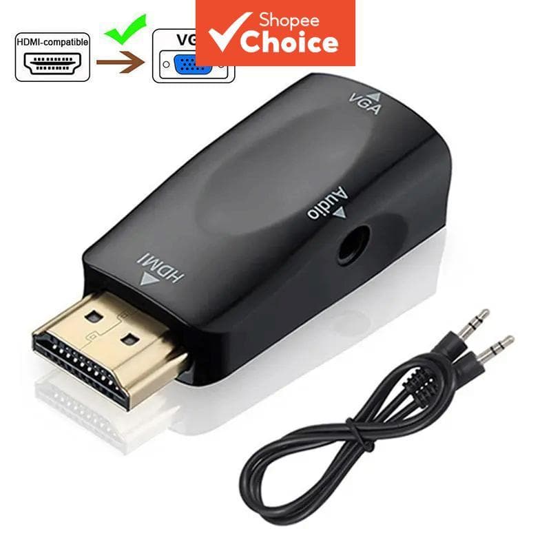 Cabo Conversor HDMI para VGA Adaptador Masculino para Feminino Jack de Áudio 3.5mm 1080P para PC Laptop TV Box Projetor