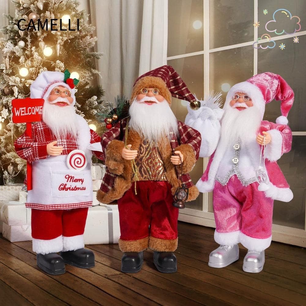 Enfeite de Natal Fofo, Papai Noel em Pé, Modelo 2025, Decoração para Casa de 12 Polegadas, Modelo Papai Noel FKWT