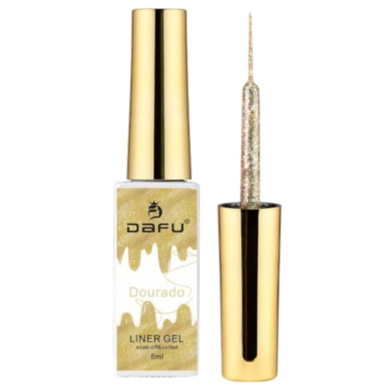 Esmalte Em Gel Linha Liner  Glitter Dourado Dafu