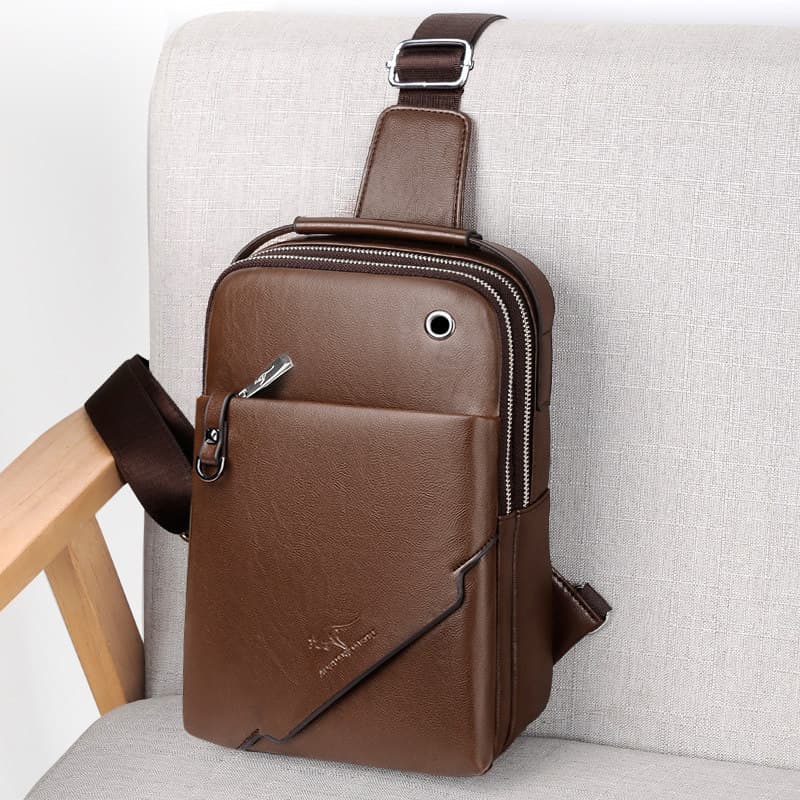 Bolsa de peito Casual de couro de duas camadas para ipad juvenil de um ombro