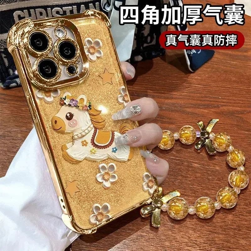 Capa de telefone Huayang Sweet Colt adequada para 17oppo Huawei vivo galvanoplastia resistente a choques fofa