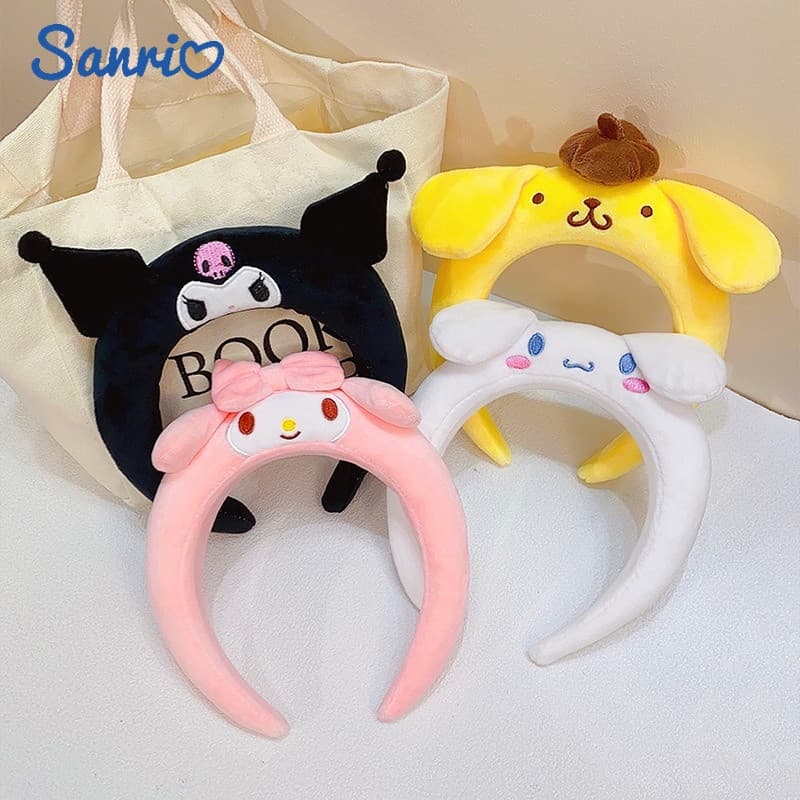 Tiara de Pelúcia de Desenho Animado kulomi Cinnamon Dog Melody para Lavar o Rosto, Faixa de Cabelo Larga para Meninas F