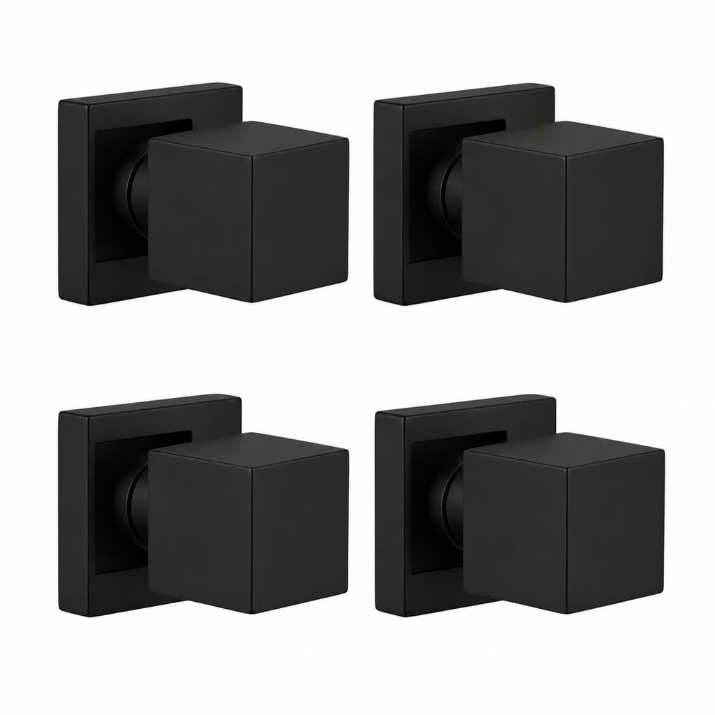 Kit Acabamento para Registro base deca Quadrado de 1/2 ou 3/4 com 4 unidades Preto Fosco