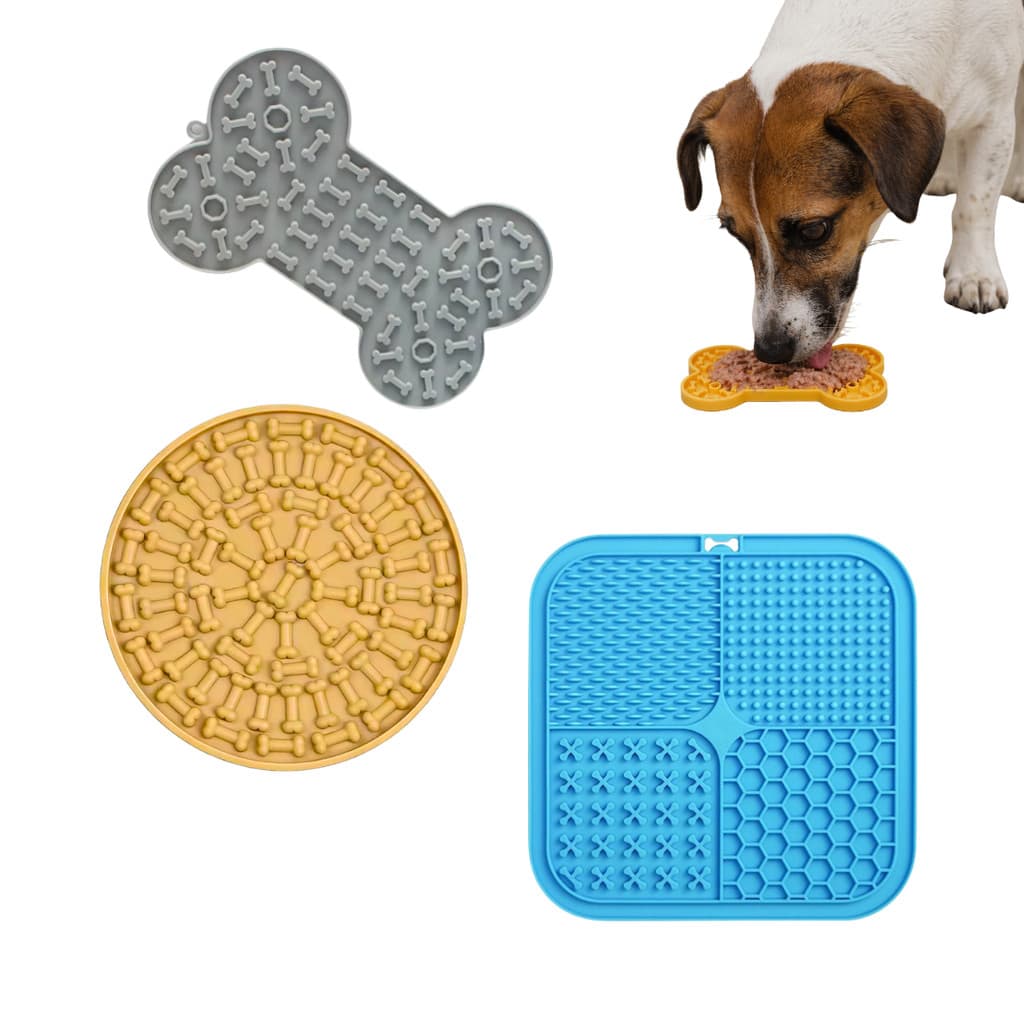 Kit 3 Comedouro lambedor interativo Tapete De Lamber Ração Úmida Para Cachorro Gatos