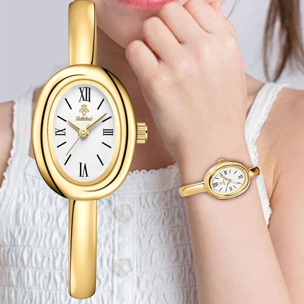 Yalalusi relógio de alta qualidade pulseira Oval relógio feminino relógio de ouro Retro relógio de pulso simples relógio