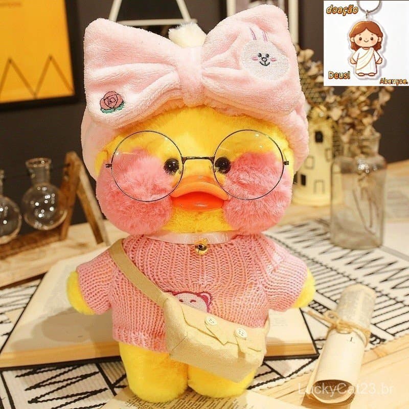 (DIY) 30 cm Lala Fan Plush Duck, boneca animal dos desenhos animados, brinquedo da menina