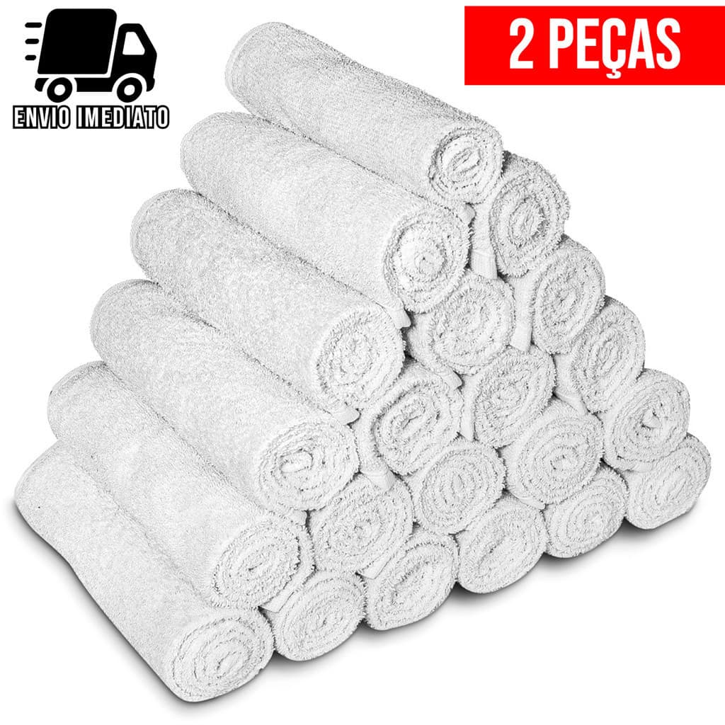 Kit 2 Toalha de Rosto Branca para Salão Profissional Atacado Cabeleireiro Barbearia Algodão TS