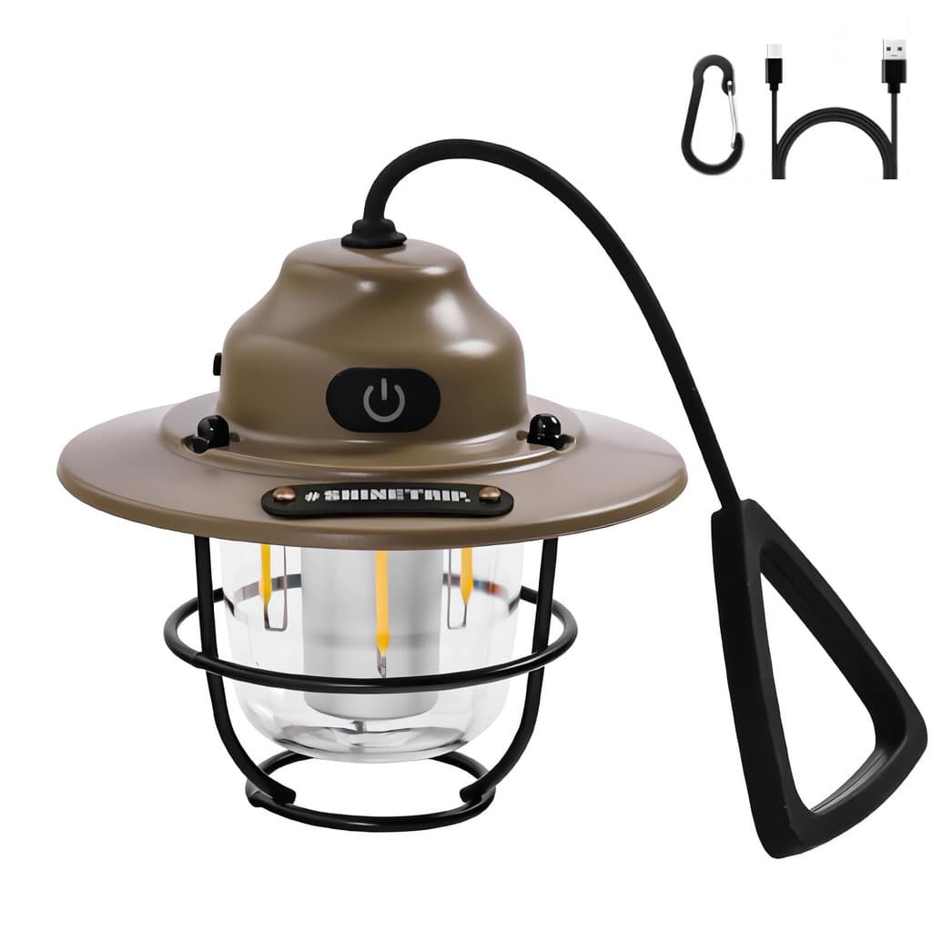 Lanterna LED de camping, lanternas de camping, ao ar livre, retro, recarregável por USB,  
lanterna elegante, camping 【