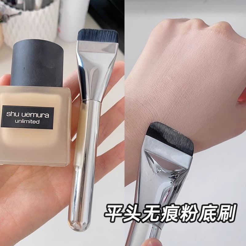 Pincel de base de uma palavra, corretivo ultrafino sem costura, cabeça plana, sem pó, ferramenta de beleza de cabelo mac