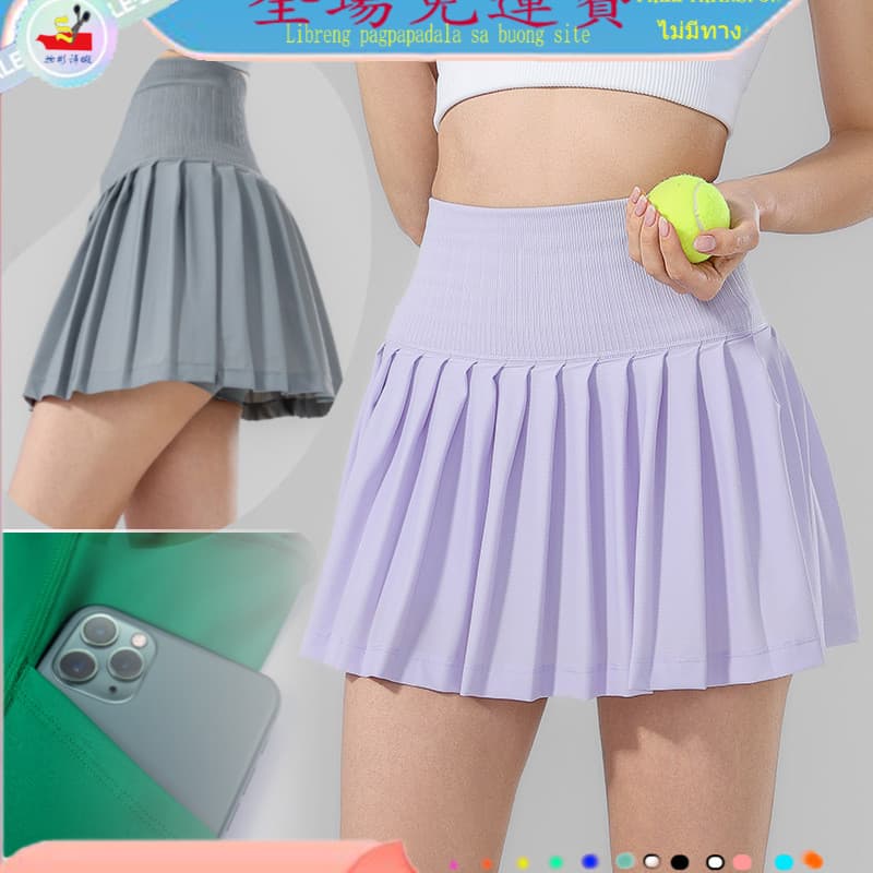 WSX Yoga saia plissada Anti-exposição falso de duas peças exterior Wear esportes saia curta tênis Badminton curto meio c