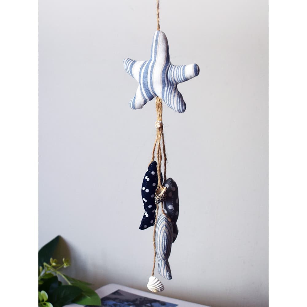 Estilo mediterrâneo tecido pequena corda peixe decoração pingente criativo bonito amor estrela do mar peixe corda parede