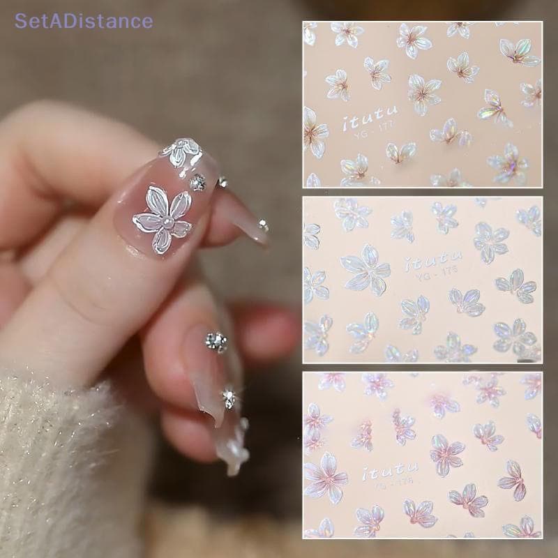 SetADistance 1 Pcs Prego Stier 5 Pétalas Flor Pequena Fresca Mini Cor Decalque De Unhas DIY Nail Art Jóias Ferramentas D