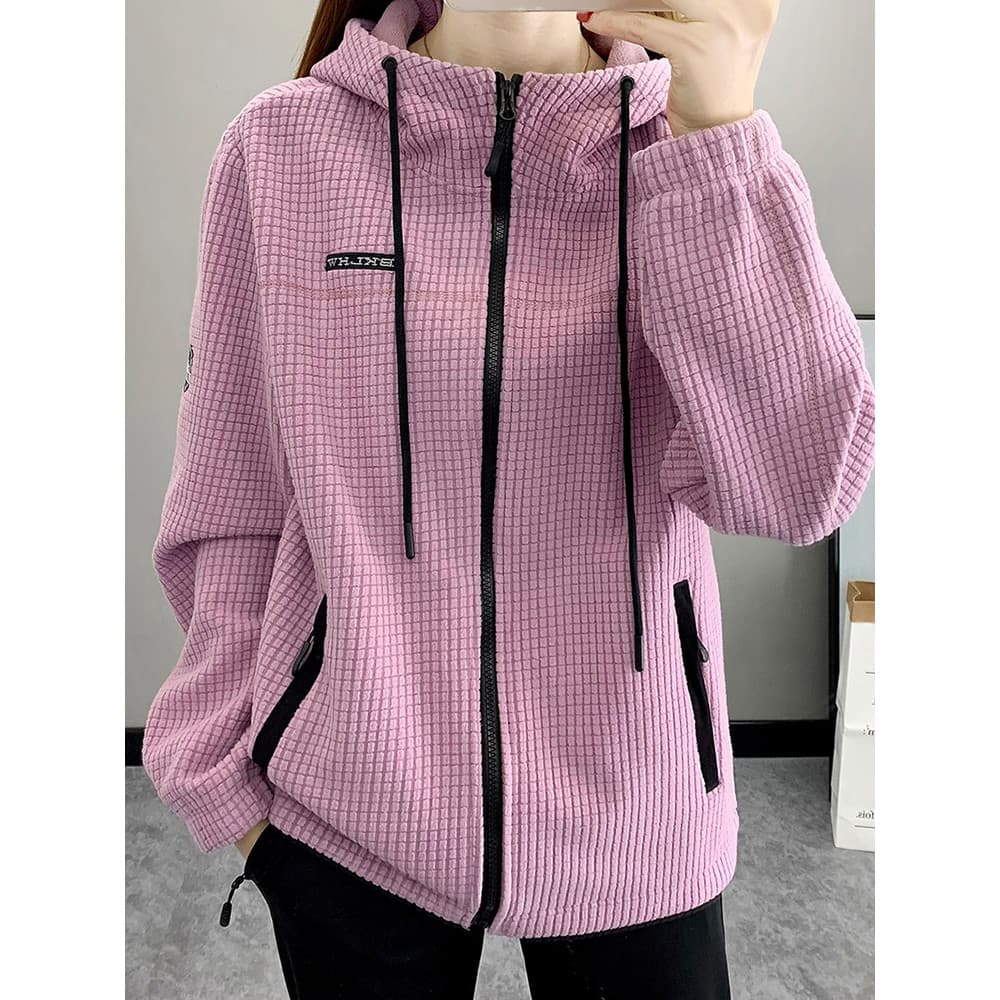 Jaqueta de lã ao ar livre feminina primavera outono Cardigan jaqueta de lã esportes engrossado quente respirável jaqueta