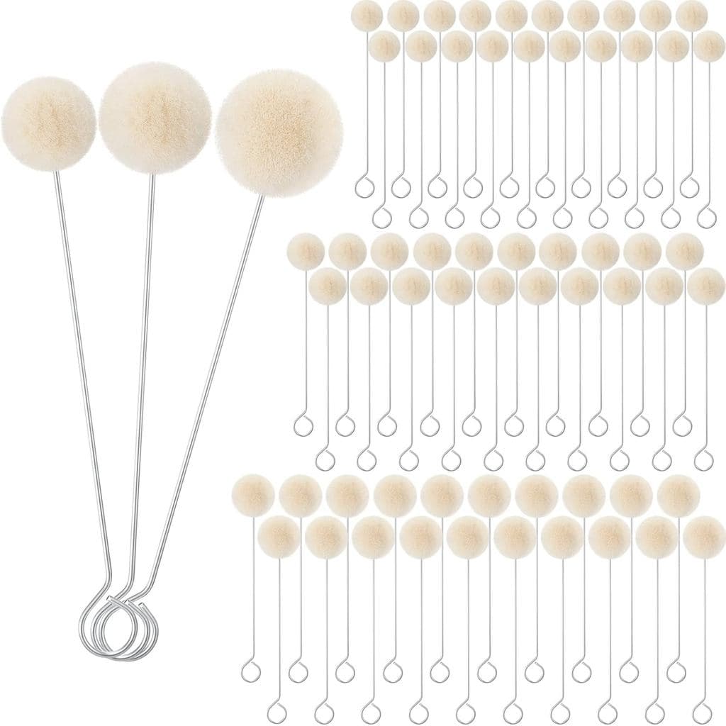 Briwooody 100 Peças, 3 Tamanhos, Pincéis de Lã com Cabo de Metal 0,51'', 0,75'', 0,98'', Ferramenta Aplicadora de Corant