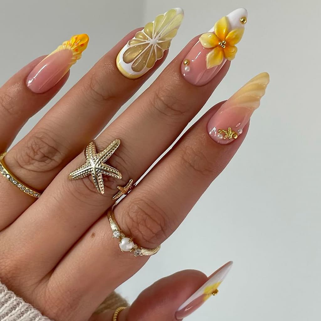 24 peças de remendo de manicure removível em forma de amêndoa 3D, com cola para manicure