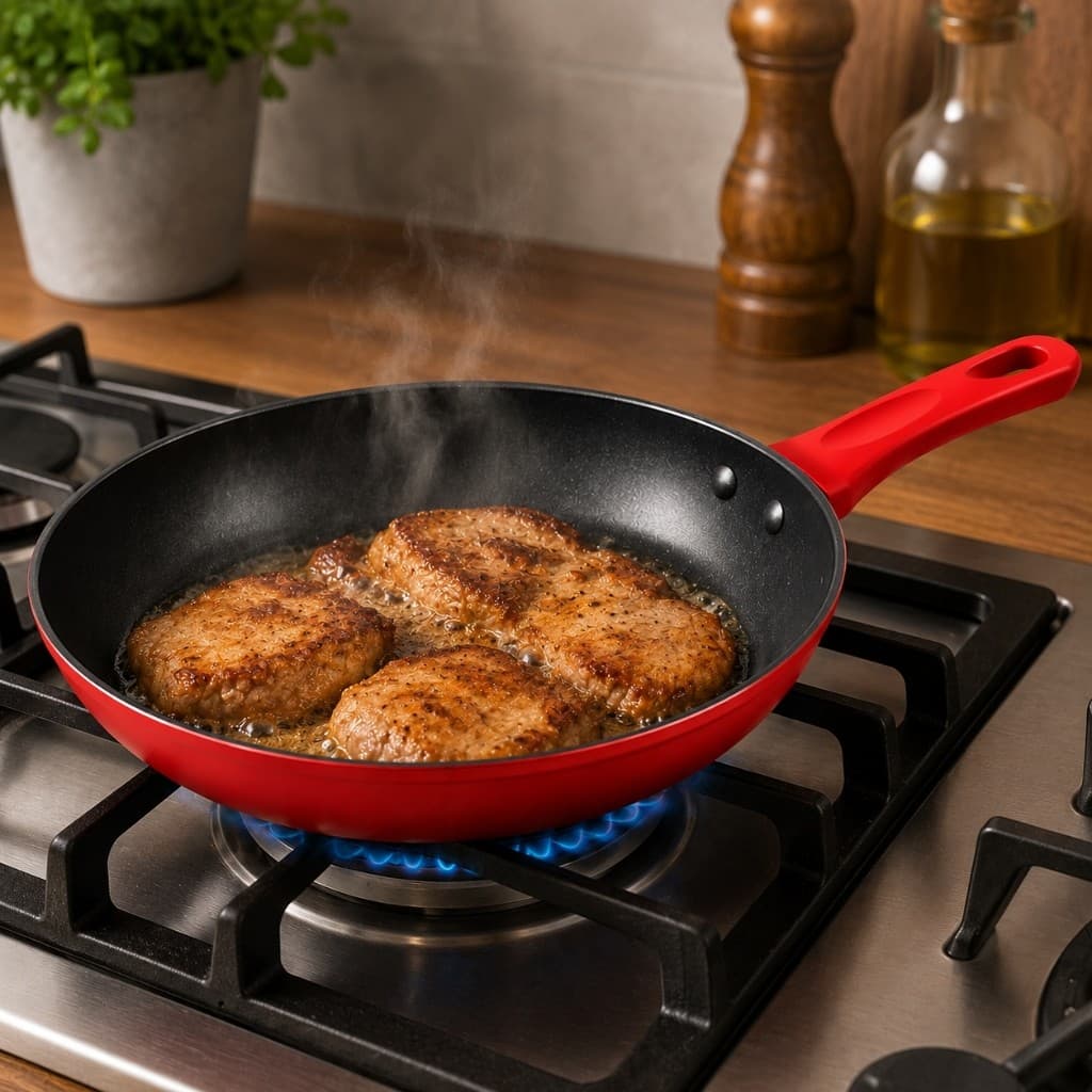 Frigideira Antiaderente Nanoceramica 20cm Vermelha Cozinha Pratico Resistente