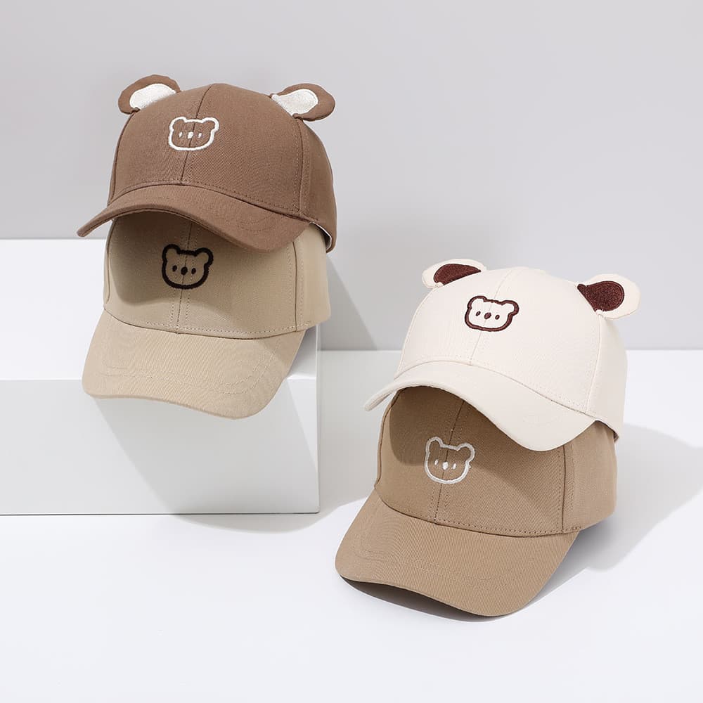 Boné de Urso Fofo e Adorável para Meninos, Boné de Beisebol com Proteção Solar para Meninas, Boné Fino de Primavera/Verã