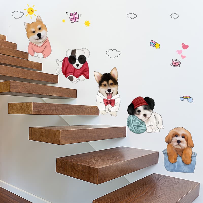 Desenhos animados cão Anime adesivos de parede casa adesivos decorativos escada parede corredor papel de parede pintura