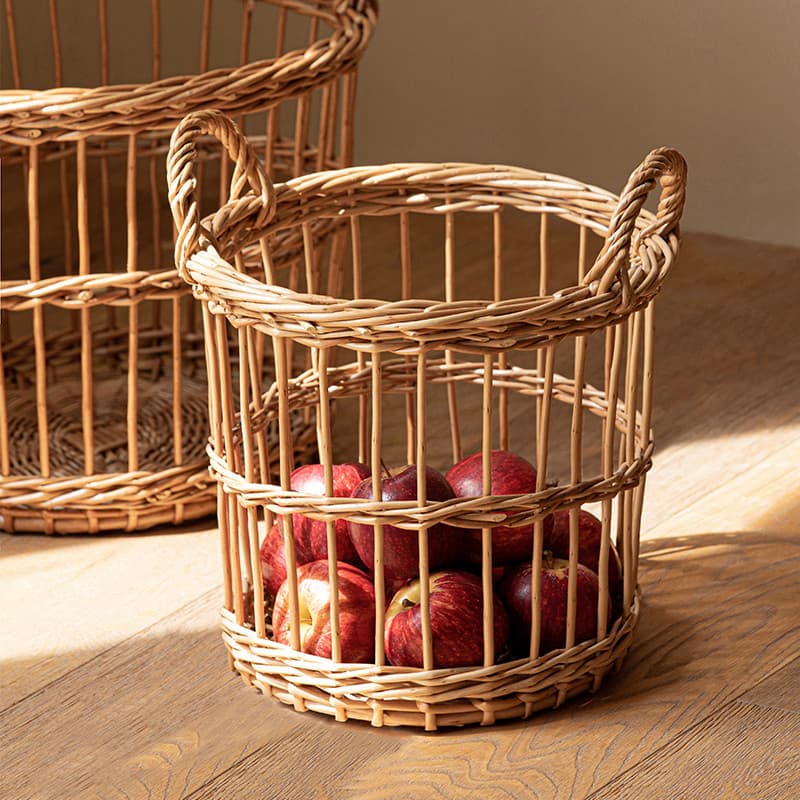 Cesta de armazenamento de vime artesanal, cesta de armazenamento de Rattan, vegetais, frutas, cesta portátil, de m