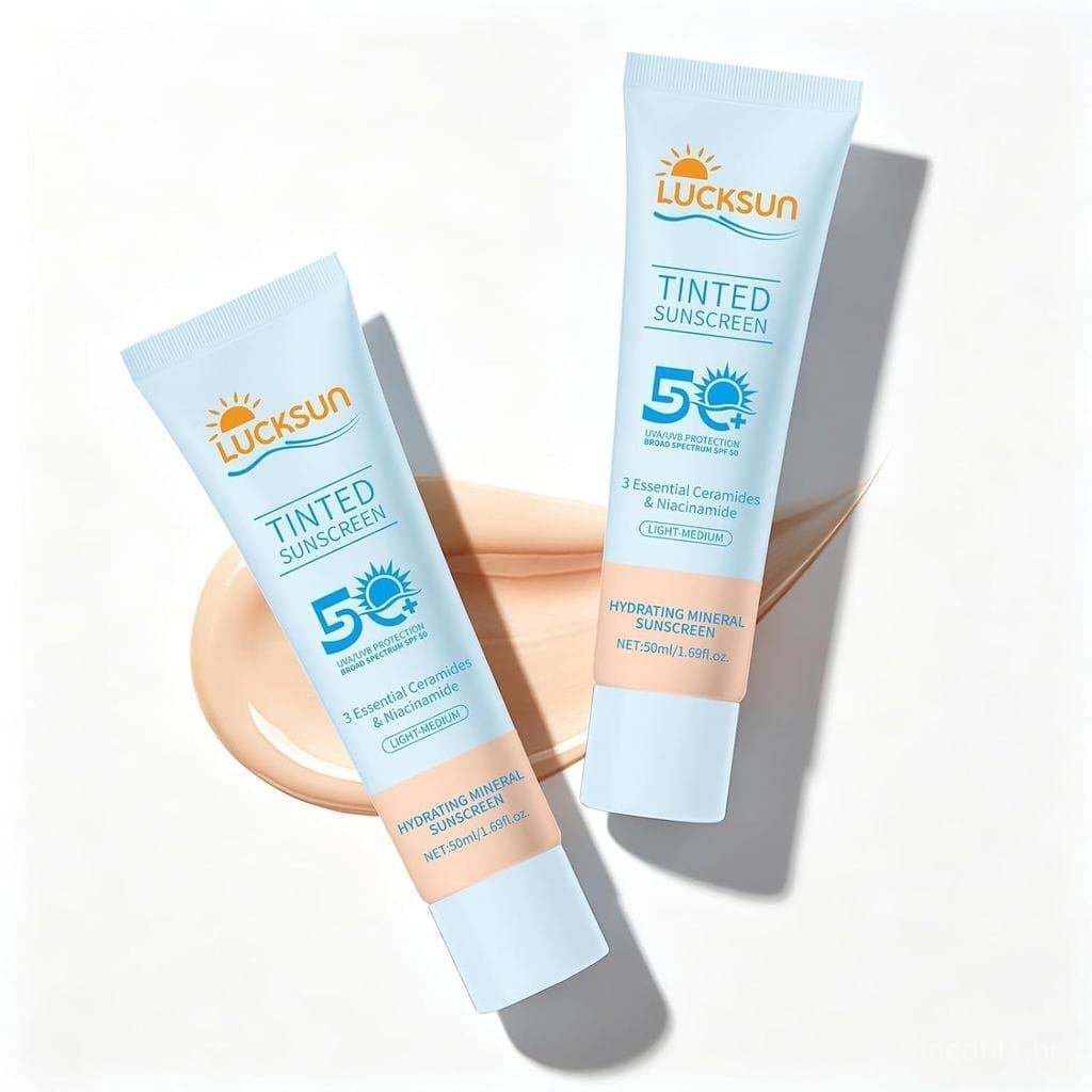 Protetor solar facial com cor, FPS50, pacote com 2 unidades, loção protetora solar facial, proteção UV, hidratante, tama