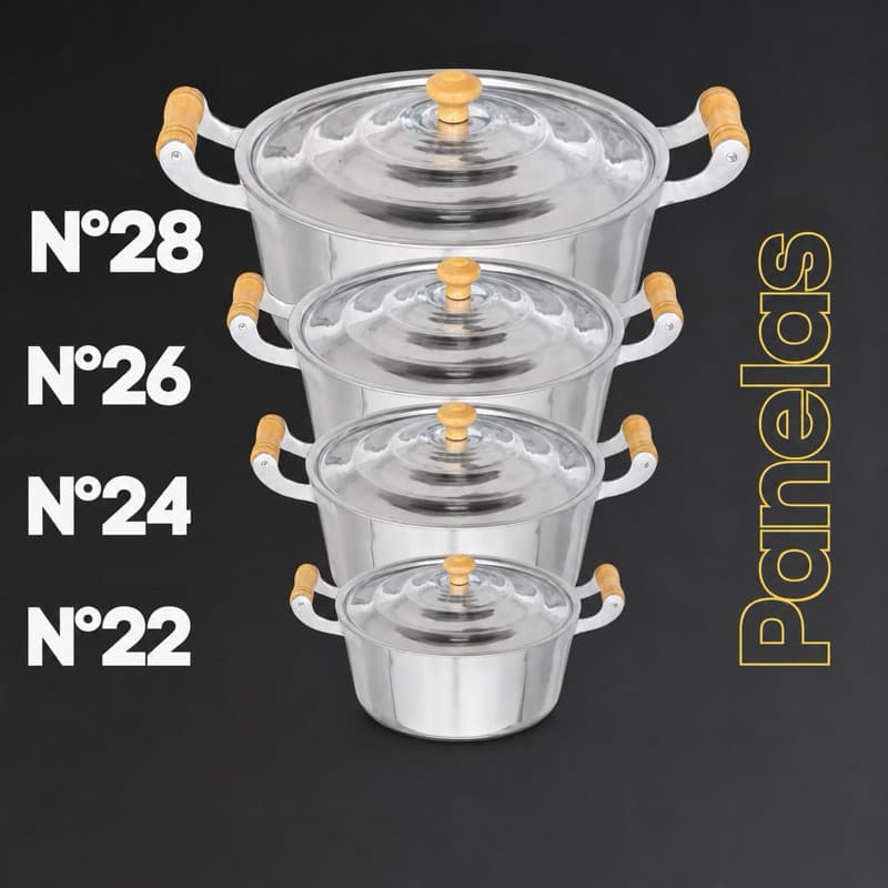 Conjunto de Panela em Aluminio Batido fundido grosso Nº22 a 28 / LINHA PREMIUM GRANDE. Jogo de panelas para sua cozinh