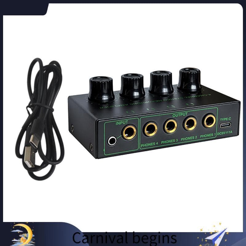 [eileenj3] Profissional Para Mixer De Som Amplificador De Áudio Estéreo De Baixo Ruído De 4 Canais Fone De Ouvido Guitar