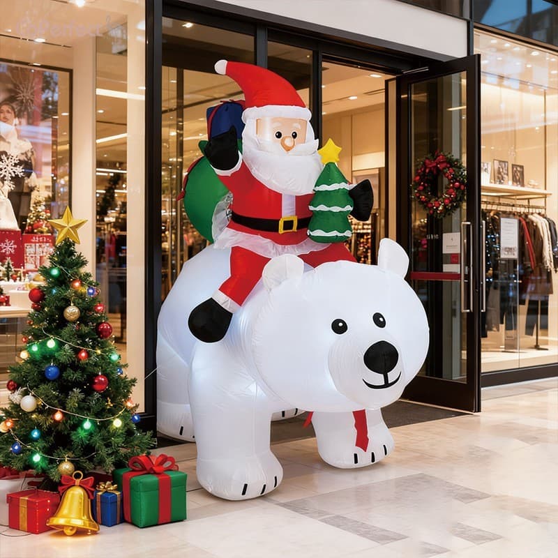 Decoração Inflável De Natal De Papai Noel-Adereços De Chaminé Para Cena De Loja De Shopping