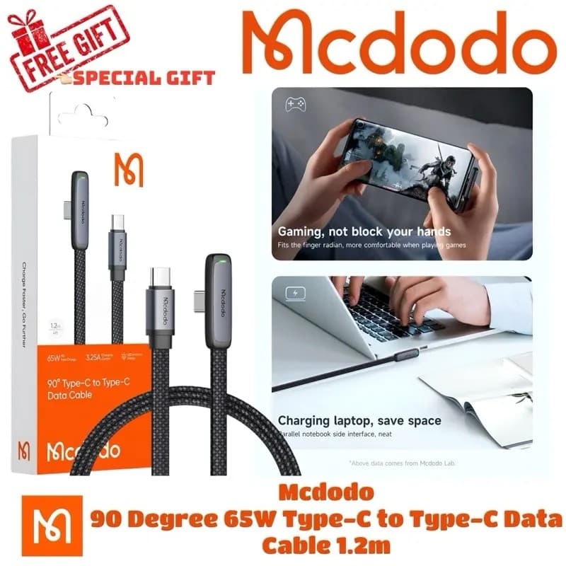 [Garantia de 1 Ano] Cabo de Dados MCDODO Zebra Series 65W Tipo-C para Tipo-C, 36W Tipo-C para iP, 6A Tipo-C 3A iP, 90 Gr