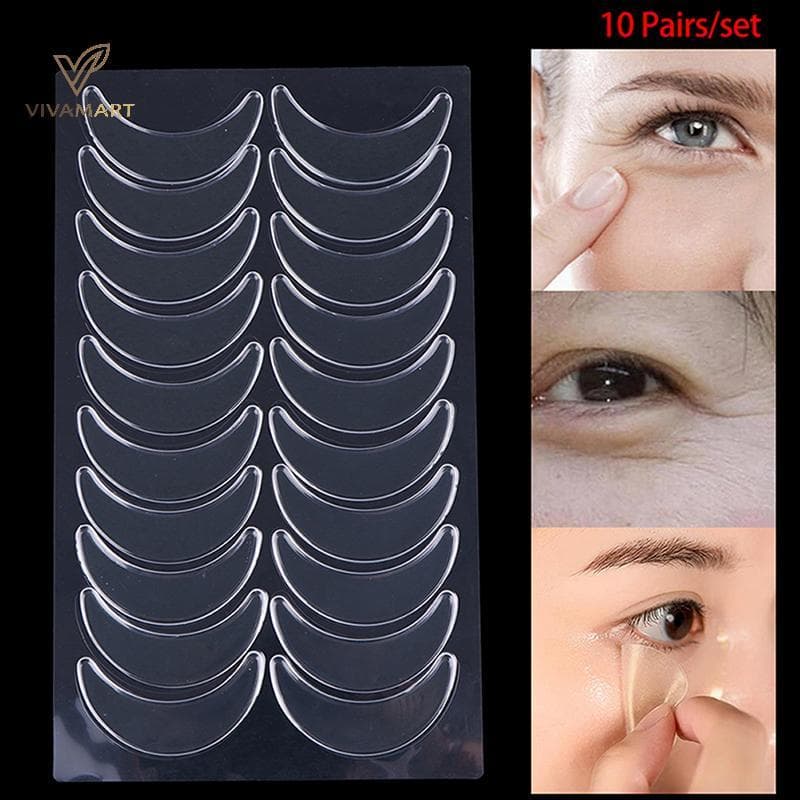 Vivamart 10 Pares De Almofadas Para Os Olhos Reutilizáveis De Silicone À Prova D'água Antirrugas