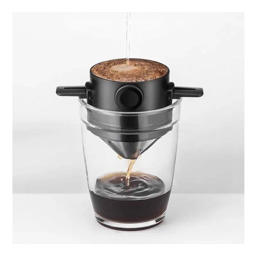 Mini Passador de Café Ecológico Inox e ABS Dobrável