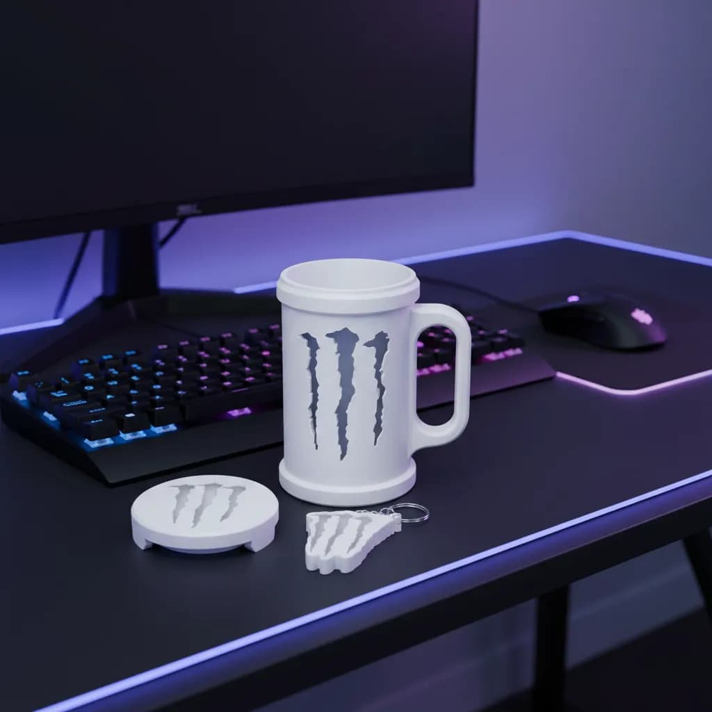 Caneca Porta Lata Monster 3d Com Chaveiro Abridor Brinde