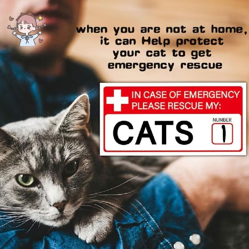 Conjunto De Adesivos De Aviso De Emergência De 2 Peças-Decalques De Segurança Para Cães E Gatos Bombeiros Resgate (Janel