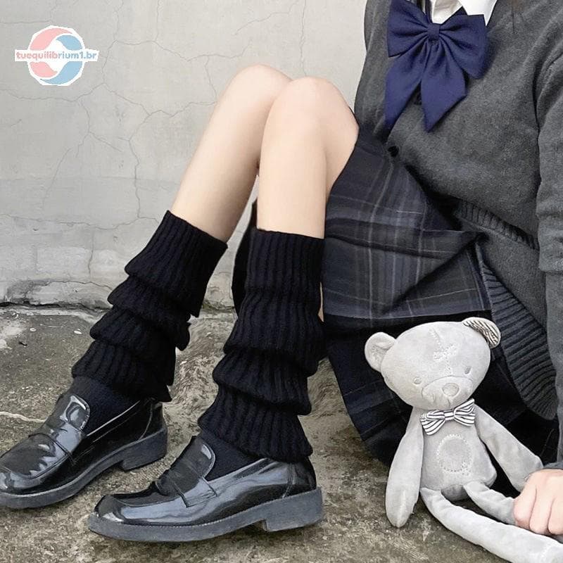 tue Y2K Polainas Femininas Japonês Lolita Longo Sos Lã Malha Pé Capa Braço Mais Quente Outono Inverno Crochê Heap Assim