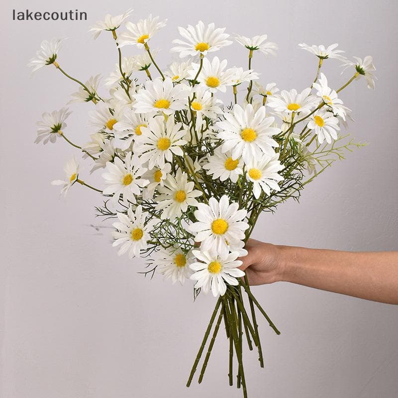 la 52cm Flor Artificial Branca 5 Cabeças De Seda Camomila Buquê De Flores Falsas DIY Casa Jardim Festa Decoração De Casa