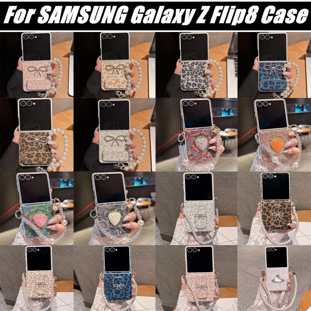 Para 2026 Samsung Galaxy Z Flip 8 7 6 5 4 3 Capa De Telefone Dobrável Minimalista Com Estampa De Leopardo Rígida PC Supo