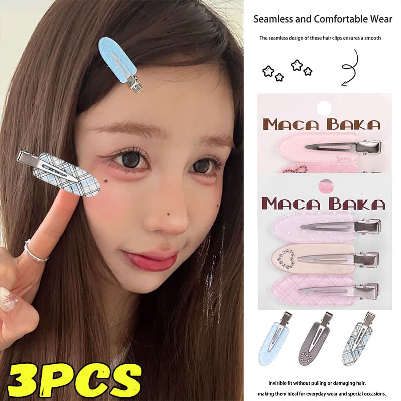 Conjunto De Grampos De Cabelo Com Decoração De Strass Coreano Doce-Três Cores Correspondentes-Textura De Gelatina De Res