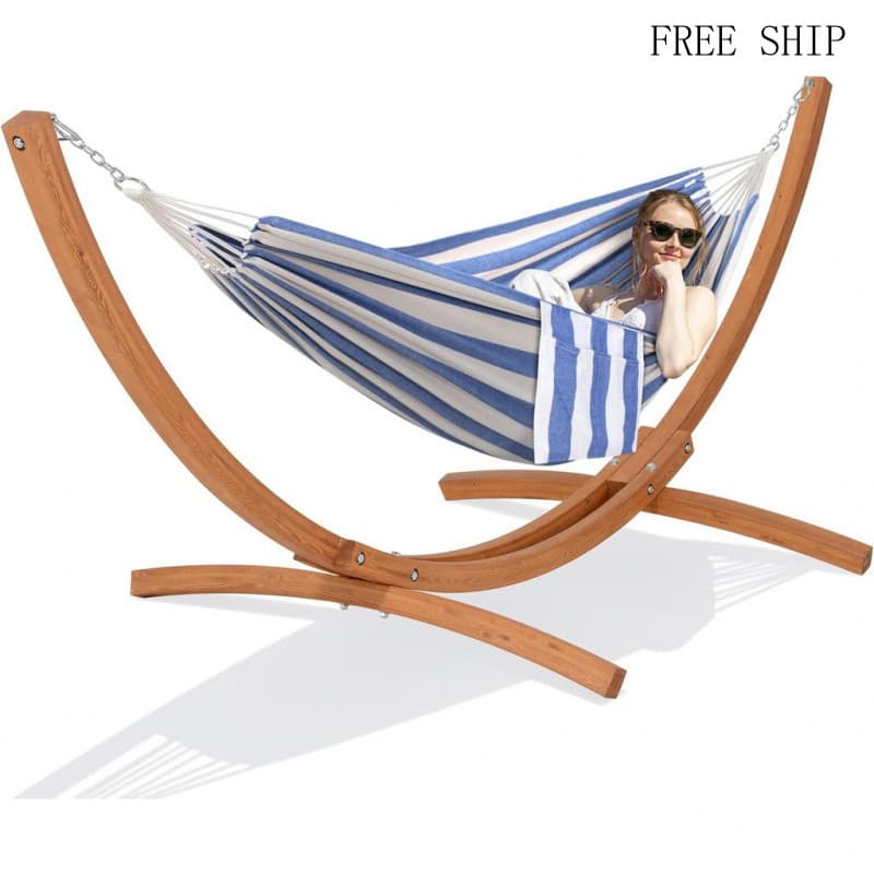 Redes SUNCREAT para Exterior com Suporte, Azul e Branco |   Rede de descanso para varanda com suporte, capacidade de 475