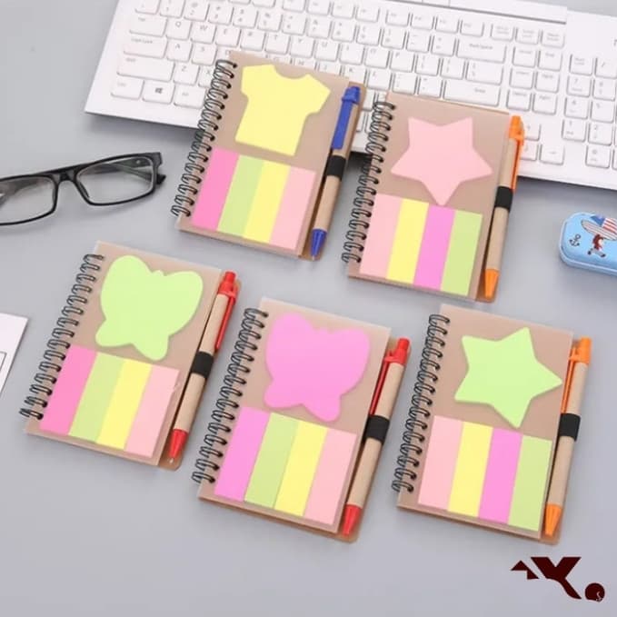Caderno de Anotações com Blocos de Notas Colantes mais Caneta Inclusa