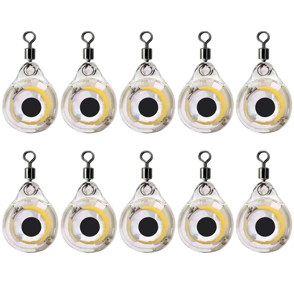 10 Unidades De Isca Iluminada Por LED Mini Formato De Olho Alimentado Bateria Para Atrair Peixes [covdes.br]