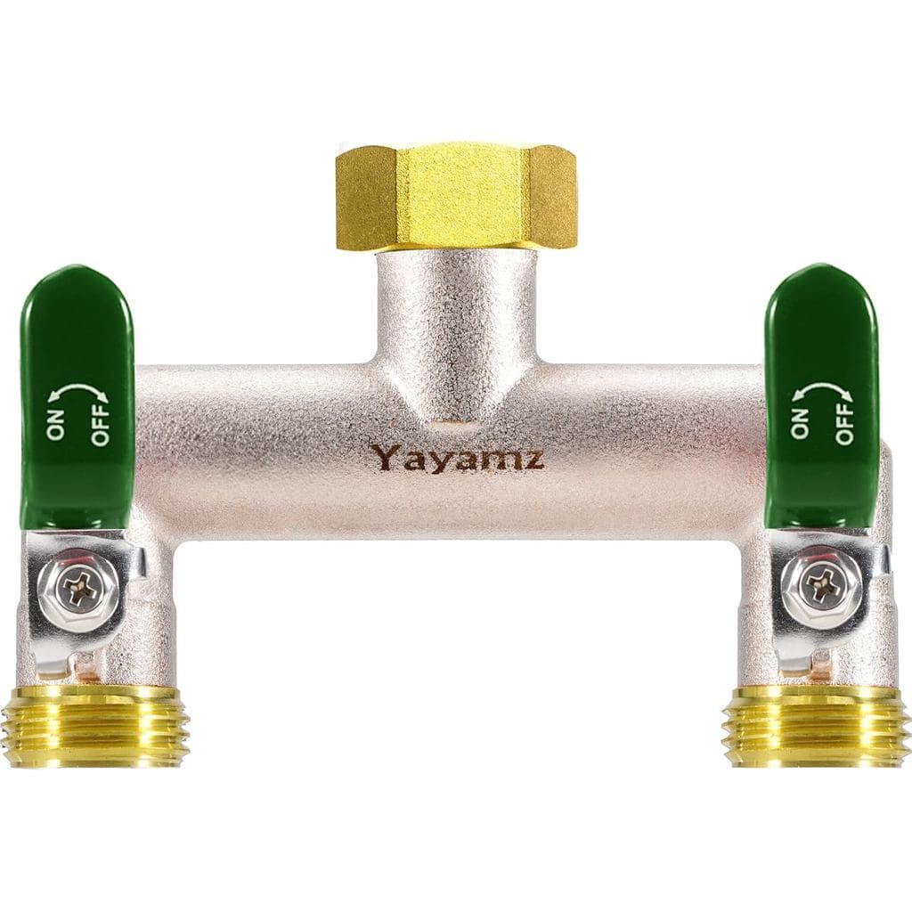 Divisor de Mangueira de Jardim, 3/4” Resistente à Ferrugem e ao Gelo, Distribuidor de Mangueira para Exterior com 2 Cabo