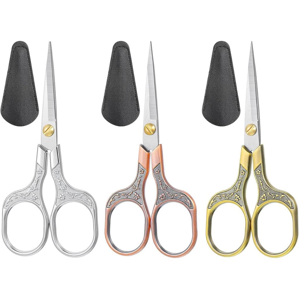 Conjunto de 3 Tesouras Pequenas e Afiadas, Tesouras de Precisão de 5 Polegadas com Capa, Tesoura de Costura e Bordado em