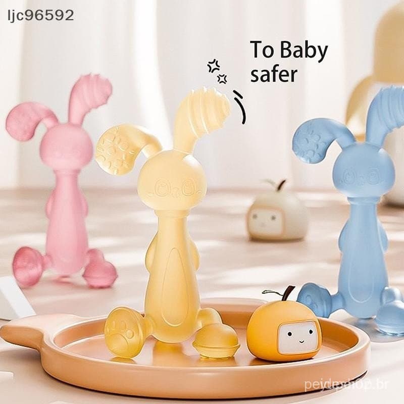 Brinquedo de dentição para bebês em formato de cogumelo pequeno, evita que mordam as mãos, bastão calmante de silicone B
