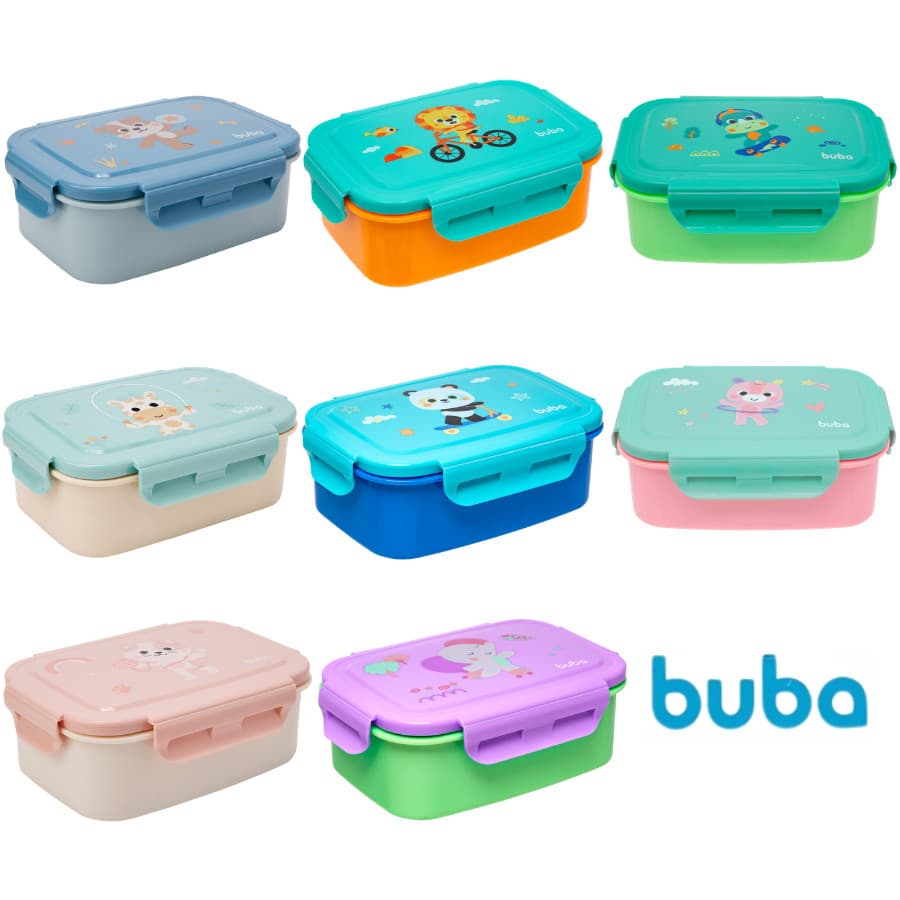 Lancheira Bento Box Inox Buba Lanche Escolar Criança Introduçao Alimentar Bebê Papinha Infantil Bebe